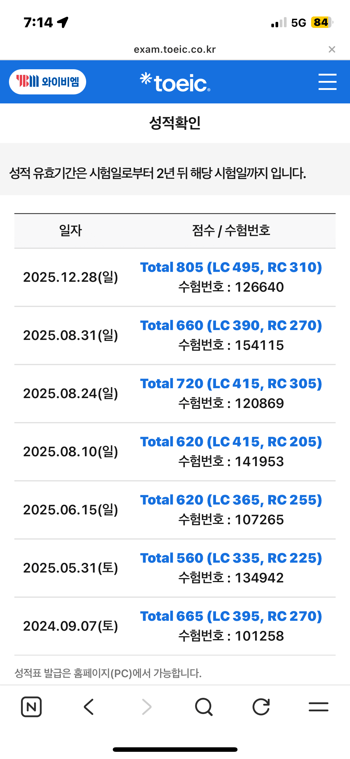 유민 성적표